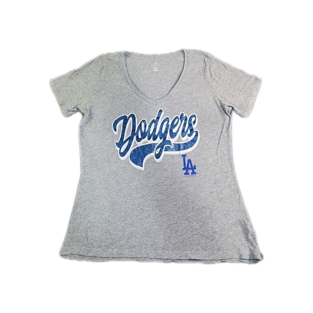 Genuine Merchandise Women's T-Shirt Sz XL MLB Los Angeles Dodgers Gray V-Neck